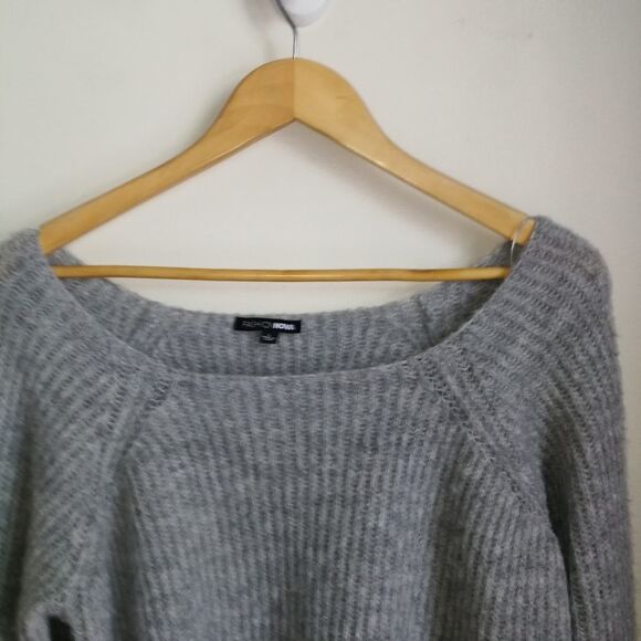 FASHION NOVA Grey & Turquoise Stripes Chunky Knit Cropped Sweater Large - Picture 8 of 13